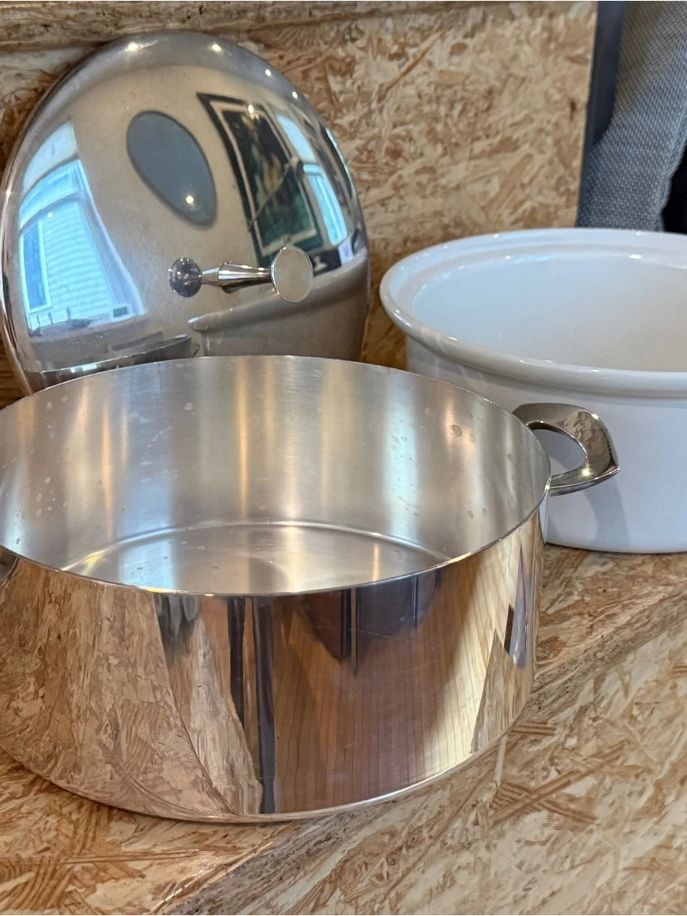 Reed & Barton Silver-plate Covered Casserole with White Ceramic Interior